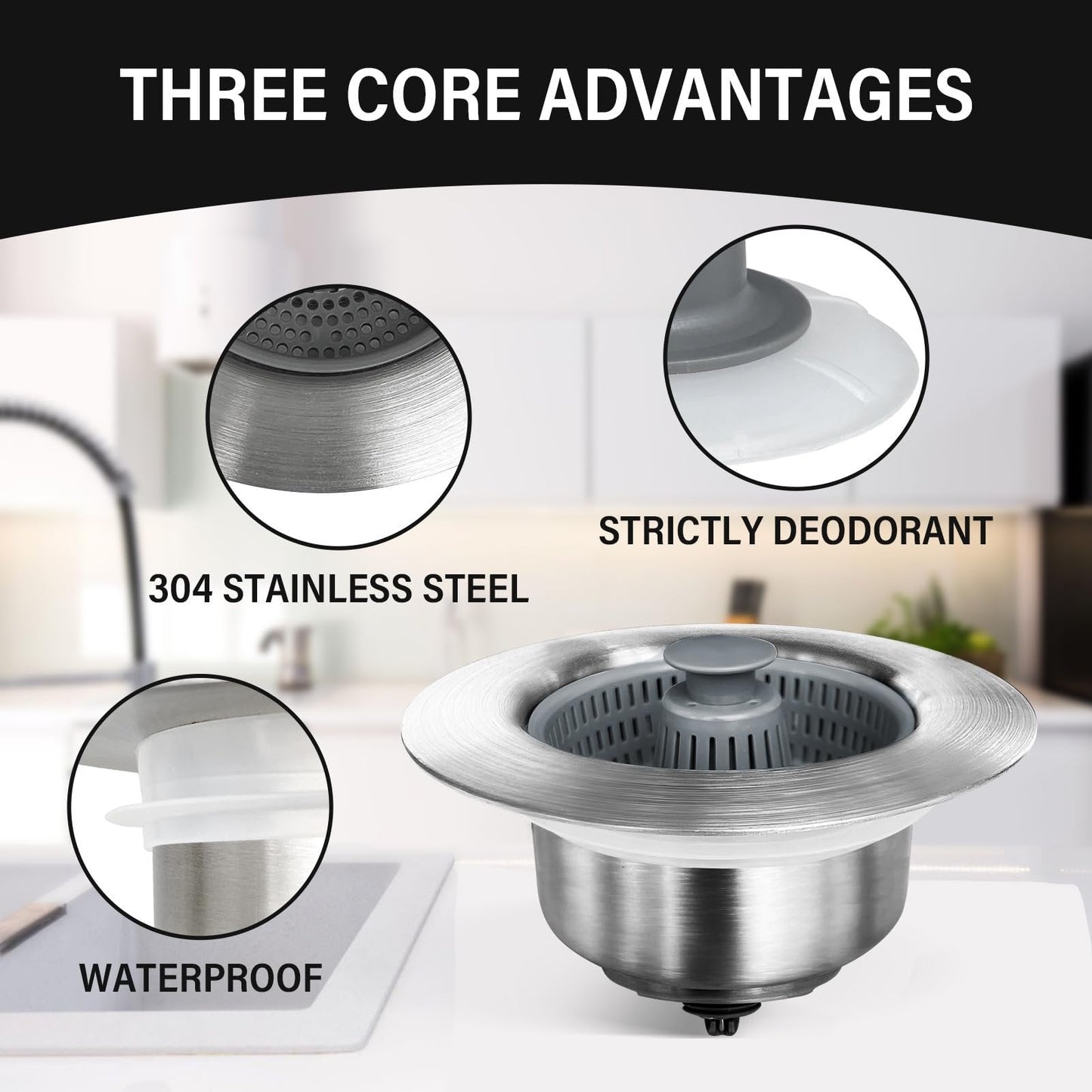 MCOIKY® 3-in-1 Sink Drain Filter and Stopper Combo