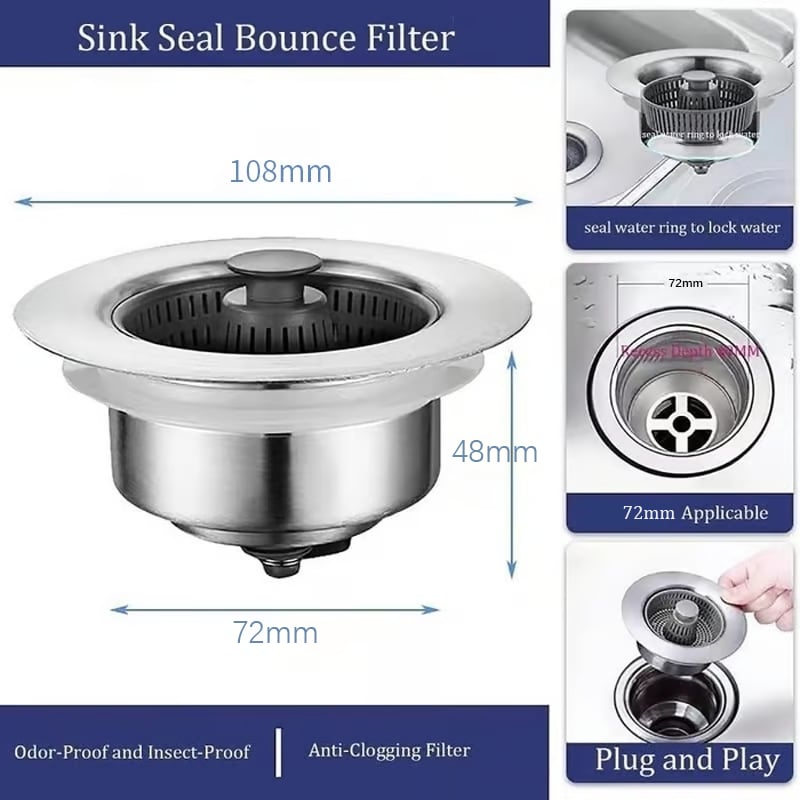 MCOIKY® 3-in-1 Sink Drain Filter and Stopper Combo