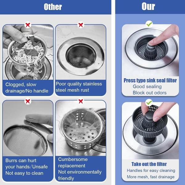 MCOIKY® 3-in-1 Sink Drain Filter and Stopper Combo