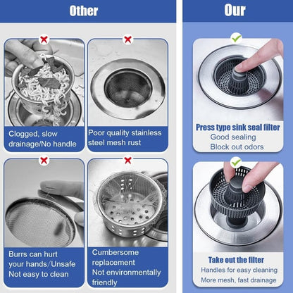 MCOIKY® 3-in-1 Sink Drain Filter and Stopper Combo